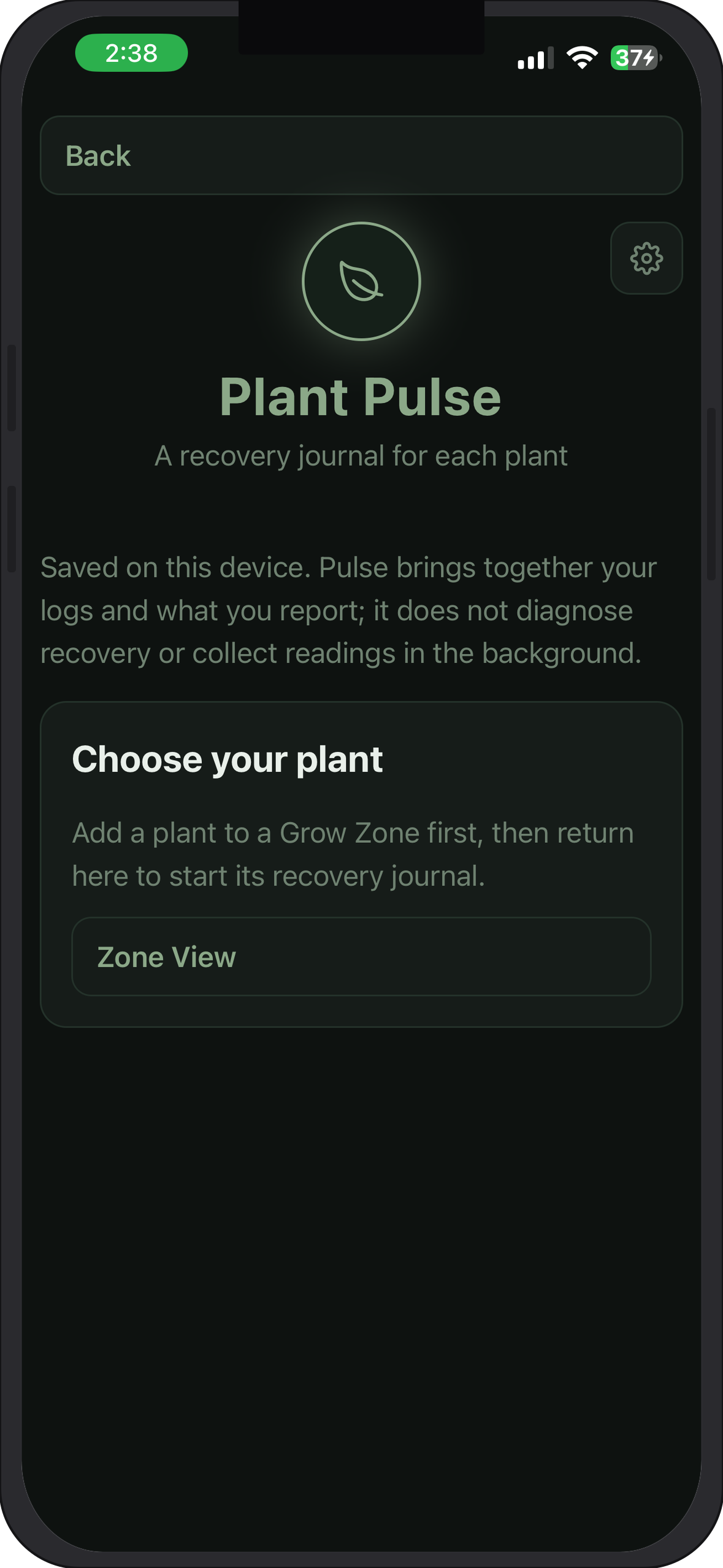 Plant Pulse recovery journal